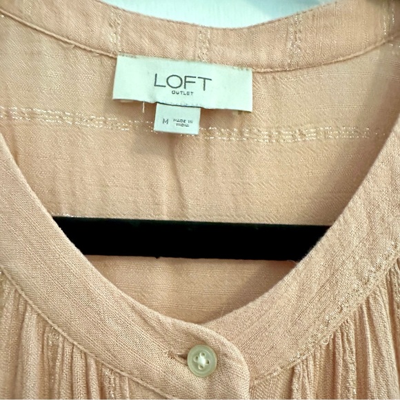 Ann Taylor LOFT Outlet Light Pink Gold-Shimmer Blouse - Picture 3 of 4